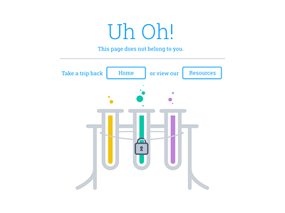 Access Denied! 404 access denied blocked error flat illustration lab science test tubes