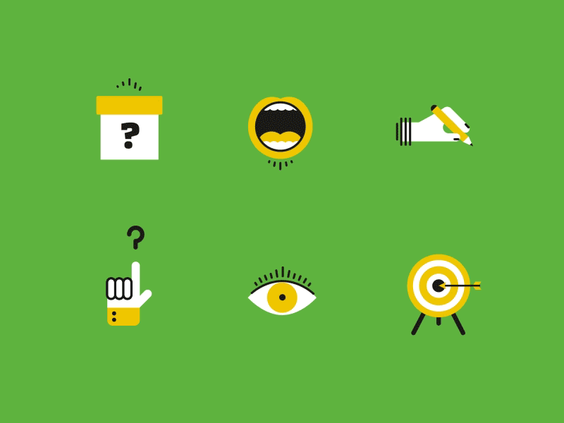 Animated icons 2d animation eye flat gif hand icon illustration lines minimal shape vector