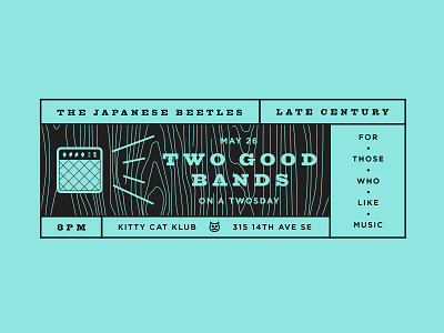 Two Good Bands on a Twosday band bands concert gig music poster show