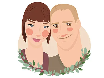 Valentines Portrait blonde couple flower illustration leaf love portrait texture valentines vector