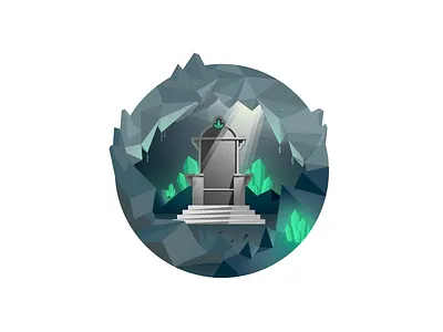 The Cave bat cave circle illustration illustrator light smaragd stone throne vector