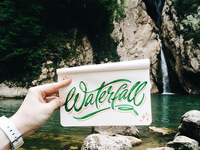 sketch "Waterfall" art design font hand lettering logo logotype print type