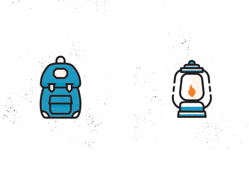 Icons | Travel Icons backpack compass halftone icon iconography illustration lantern lightstock map travel