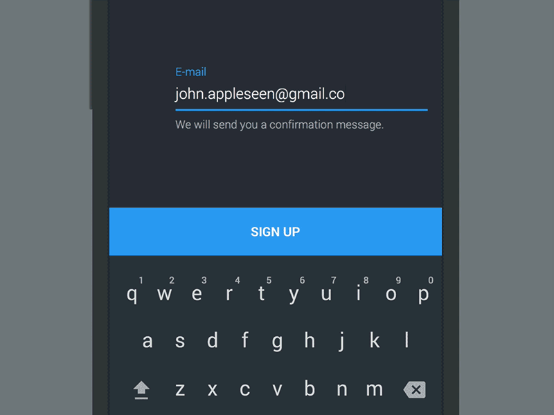 Action button feedback android animation button input interaction interface material design mobile sign up text field ui ux