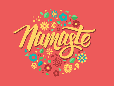 Hello floral hello illustration namaste onboarding typogrpahy