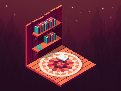 Treehouse Tile books carpet game isometric minimal storytelling treehouse wood