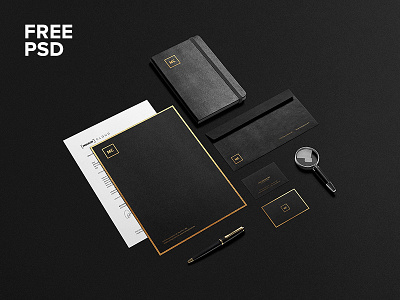 Freebie: Black + Gold Stationary Mock-Up elements free freebie mock up mockup pixelbuddha stationary