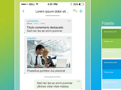 Microblogging (ios) ana rebeca perez colors comments content screen degradeed mobile palette photo ui ux