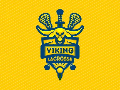 Viking Lacrosse blue emblem lacrosse longhorn shield sport sword viking yellow