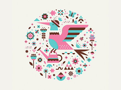 Spring animal bird flowers icon iconography illustration season spring vector