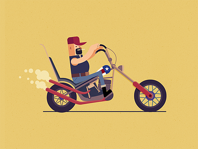 Chopper character design chopper flat illustration motorcycle trip