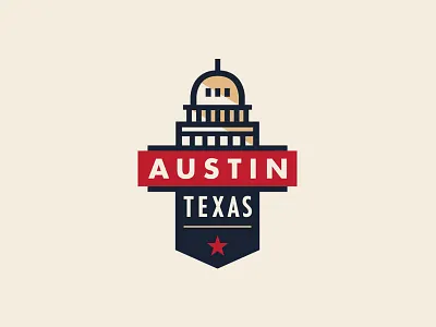 ATX Badge austin badge banner branding building capital crest linework lockup logo texas typography