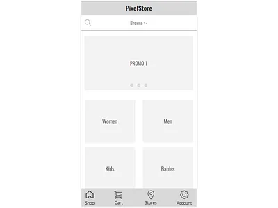 Mobile Ecommerce App - Homepage app ecommerce mobile sketch app wireframe