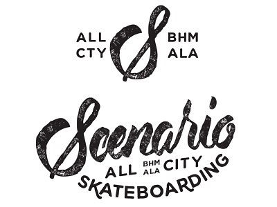 Scenario Skateboarding branding brush brush lettering hand lettering hand made logo rough skateboarding typeography