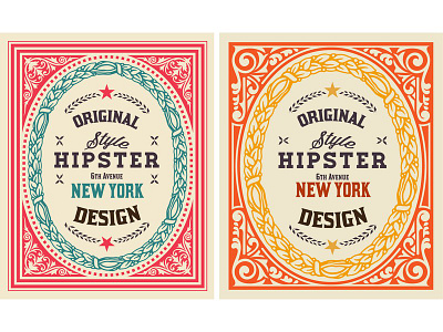 Retro cards banner baroque border card design elements frames label ornate ribbon vector vintage