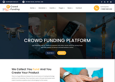 Crowd Funding WordPress Website business crowdfunding divi landing page design ui design webdesign website website devlopment website redesign