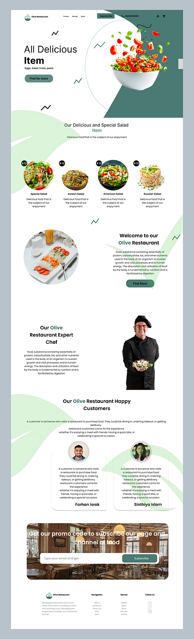 Olive restaurant website ui