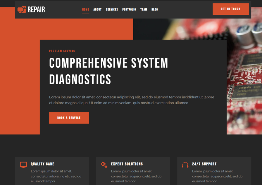 Example of Computer Repair Word Press Website