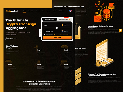 Engaging homepage design for CoinWallet coinwallet crypto crypto aggregator crypto exchange design crypto exchange platform design crypto homepage design crypto platform design digital currency design digital wallet futuristic typography modern typography trading ui ui design ui design for crypto platform ui ux user friendly interface ux ux crypto exchange ux design