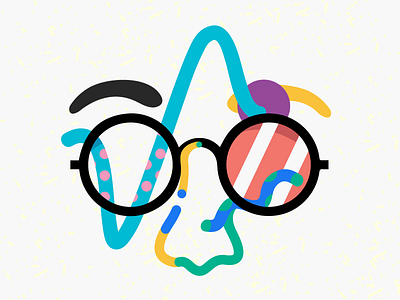 This is Jared abstract bright colorful face fun glasses graphic design illustration personality portrait shapes squiggly line