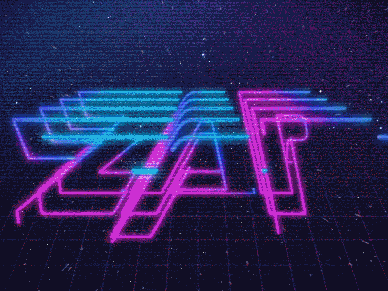 Zap Killer Logo 80s gif graphics hand motion neon type zap