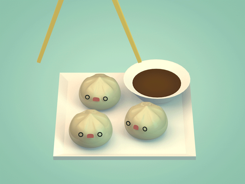 Dumplings c4d chopsticks cinema4d dumplings food low poly low polygon soy sauce taiwanese
