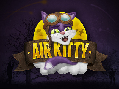 Airkitty Brand Concept - e3creative app brand cat concept grunge icon illustration kitten kitty pilot texture war