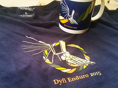 Dyfi Enduro 2015 bike bones cycle event illustration mtb mug screen print t shirt