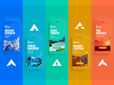 SkyAdventures // Hero screens brand branding color icon icons interface negative vibrant