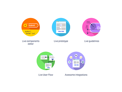 Icons for front end development workflow landing page development flat front end icon landing workflow