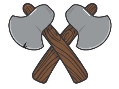 Crossed Axes axe cartoon illustration logo