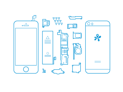 Dissected iPhone icracked iphone small parts