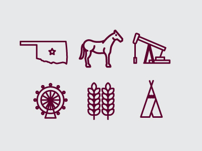 Oklahoma Icons fair ferris horse icon icons oil ok oklahoma state teepee wheat wheel