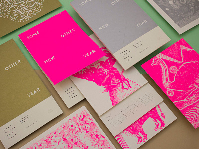 Some Other New Year art calendar design drawing editorial fluorescent gold graphic illustration pink print silver