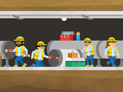 The Pipeline animation branding construction pipeline pipes underground video workers