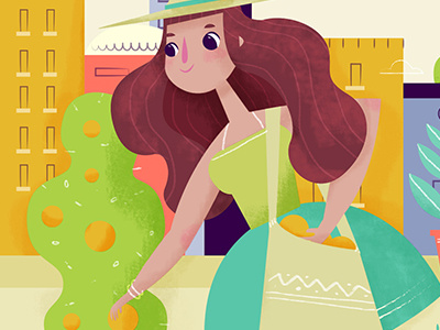 Verde! eco illustration lady oranges summer textures vector