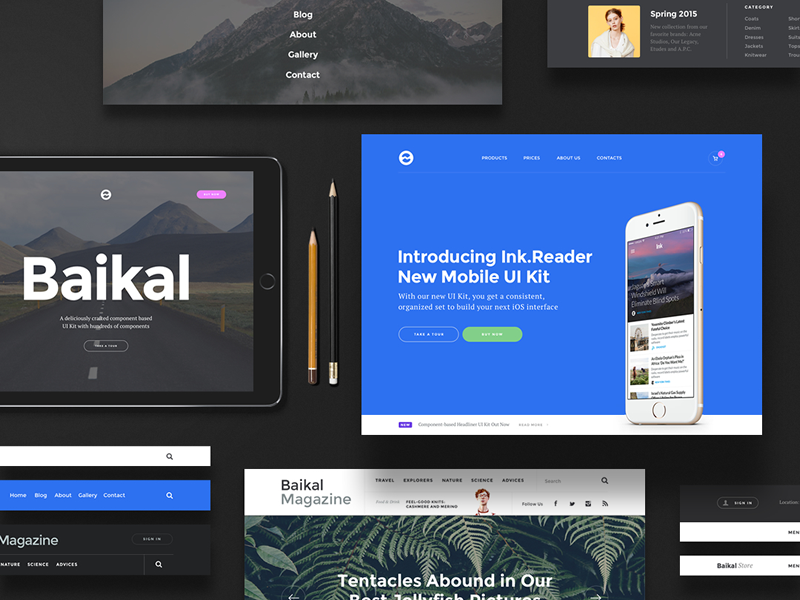Baikal UI Kit baikal components design patterns elements market pack psd sketch ui ui kit