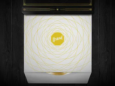 Resonat black design gold graphic guitar logo music pack packaging strings typo typography