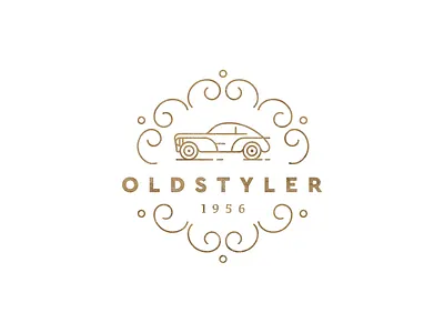 Oldstyler 203 car floral gold lines logo old oldstyler olle peugeot retro sign