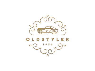 Oldstyler 203 car floral gold lines logo old oldstyler olle peugeot retro sign