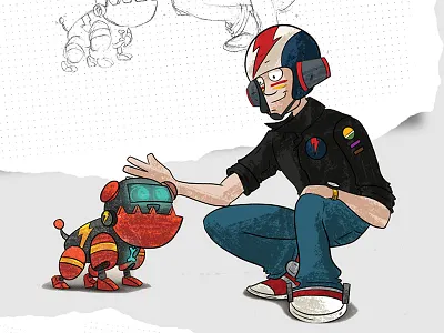 Archie and Otto archie dog otto robot