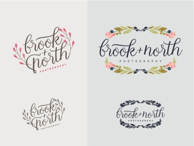 Brook + North Logo brook cubano floral flourish flowers logo north photography script watercolor