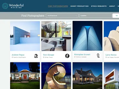 Wonderful Machine architecture blue card grid photo photographers search