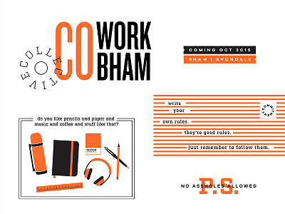 Coworking Space Design Elements birmingham coworking design elements orange typography work in progress