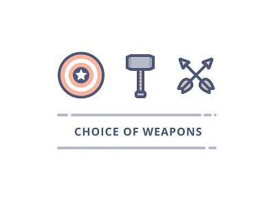 Choice of Weapons arrow avengers captain america choice hammer hawkeye illustration shield thor weapons