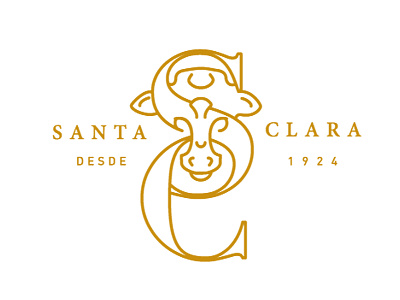 Santa Clara Logo C branding cow design drawing line line work logo mark milk