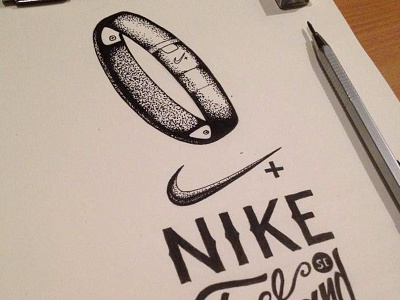 Nike Fuel Band dotwork hand draw hand lettering