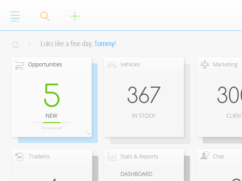 Example of Automotive intranet dashboard V1 | WIP