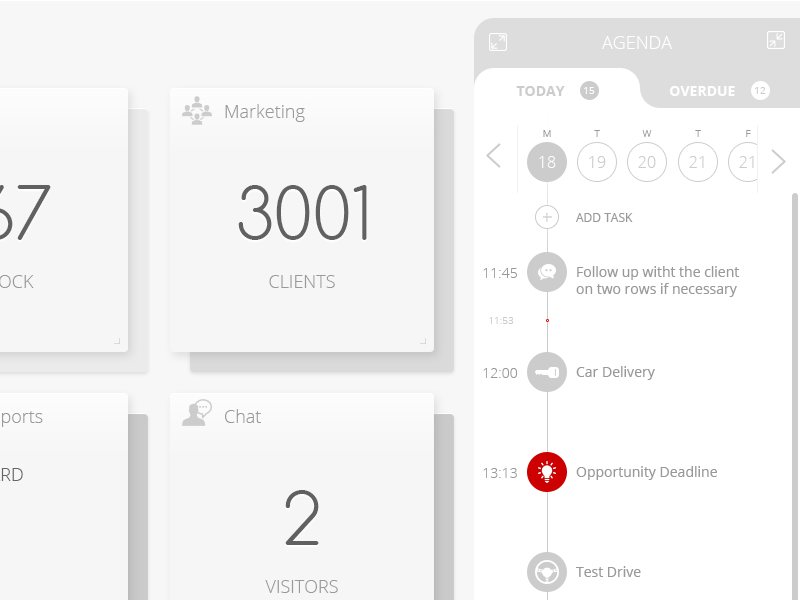 Automotive intranet dashboard V1 | WIP agenda airy app application dashboard light minimal thin timeline web