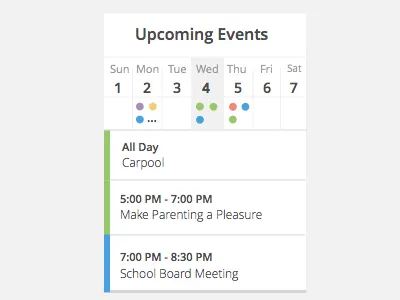 Planner Snapshot events planner ui web weekly